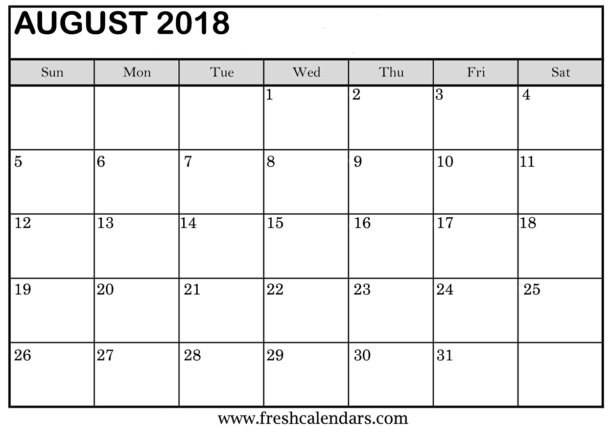 August 2018 Calendar